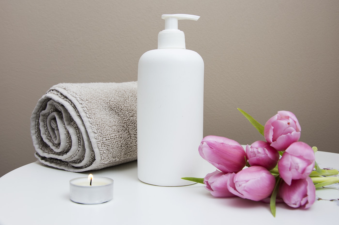 Spa treatment room with warm towels